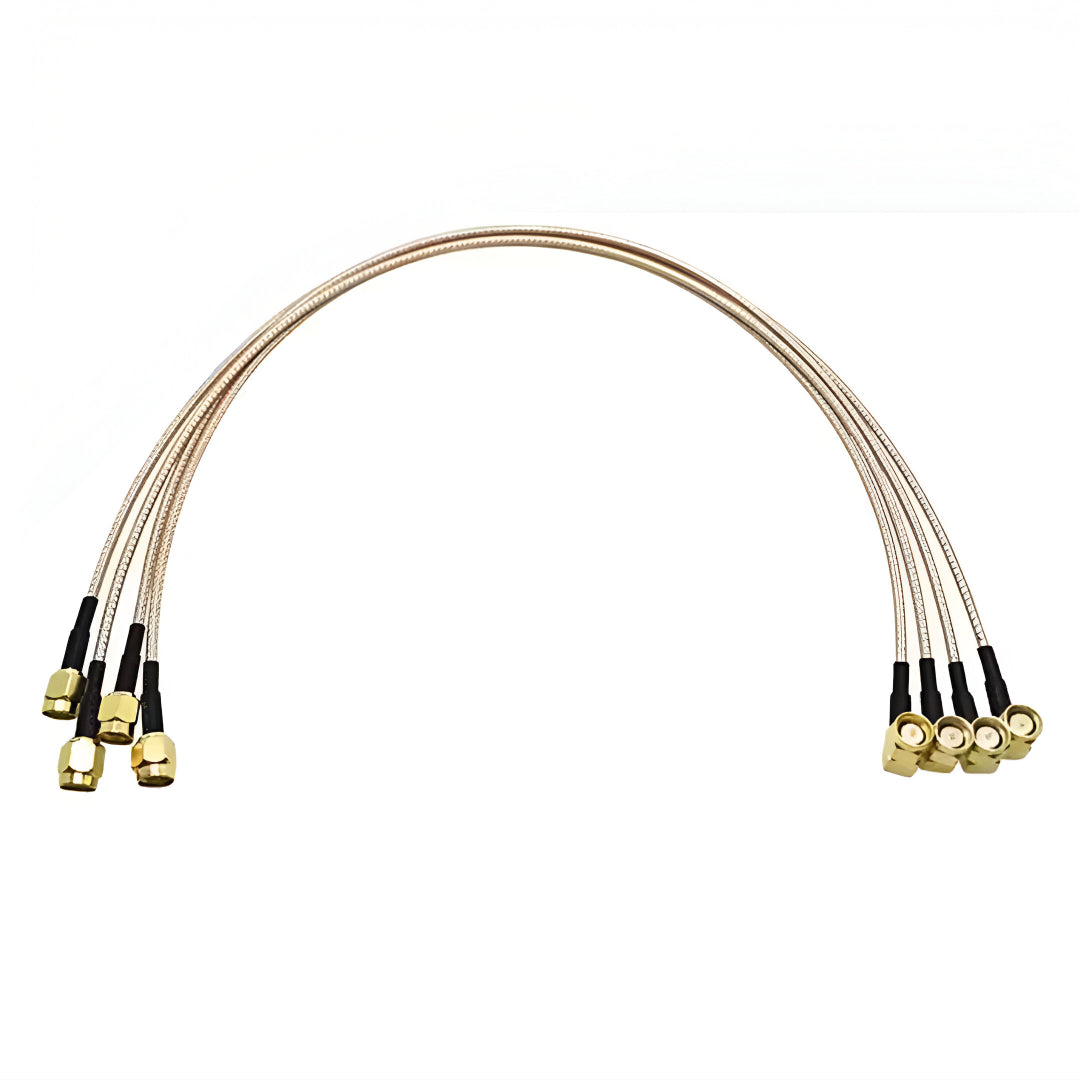 SMA male right angle to SMA male plug RG316 RF coaxial cable assembly, top view
