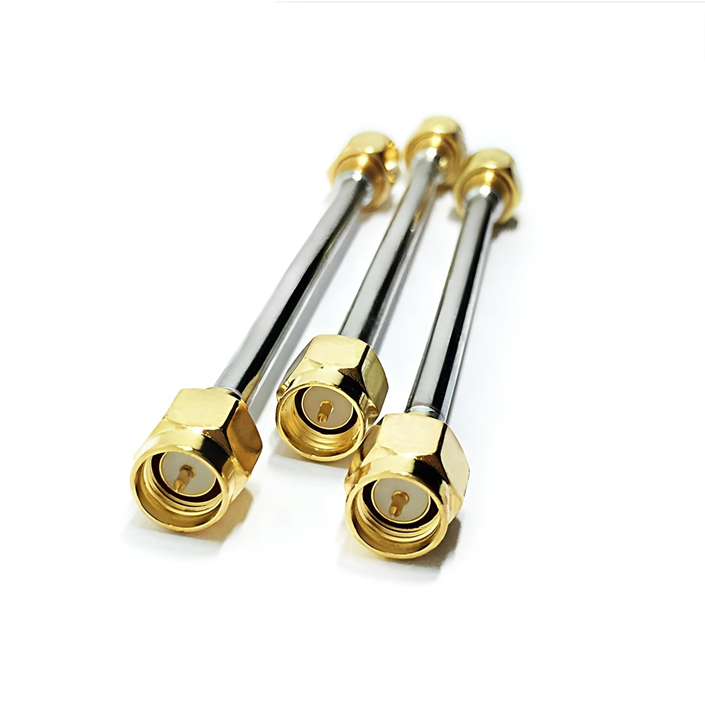 SMA male to SMA male RG402 semi-rigid RF coaxial cable assembly, side view