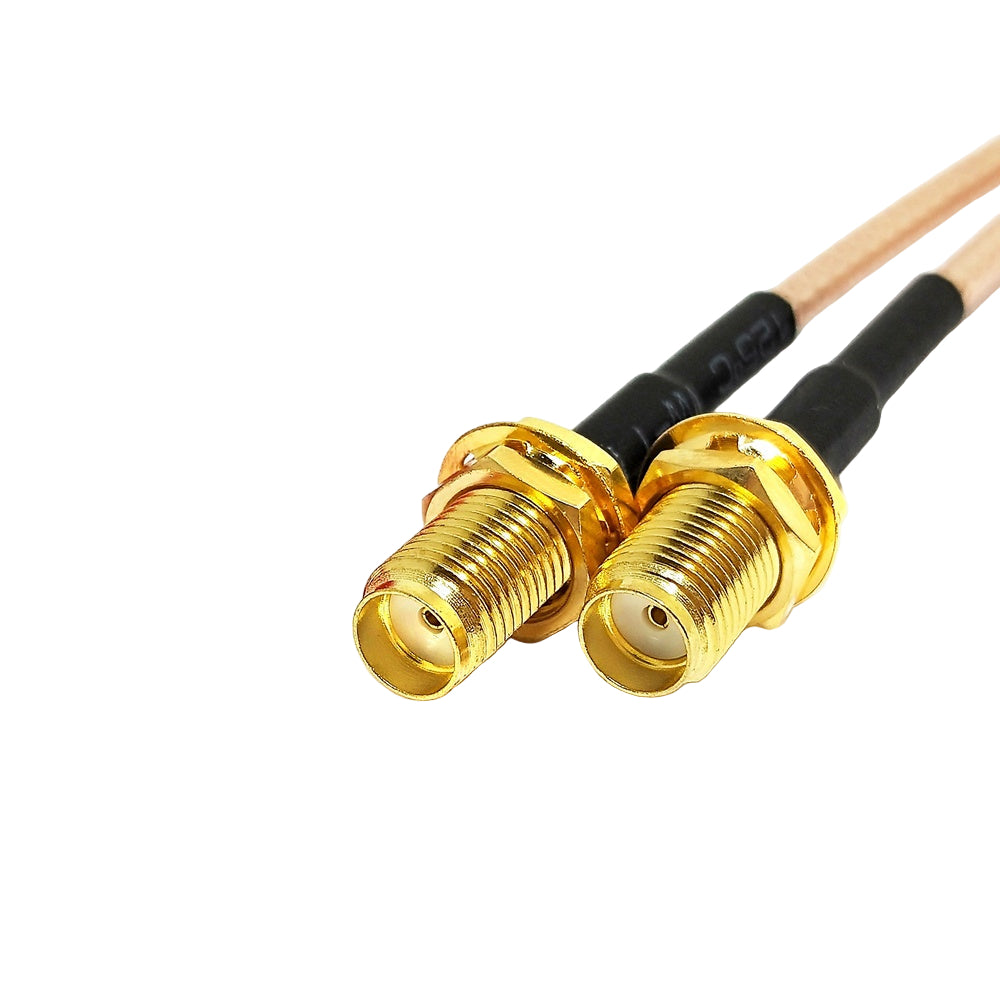 SMA female bulkhead to MMCX male right angle RG316 RF coaxial cable assembly, SMA female bulkhead view