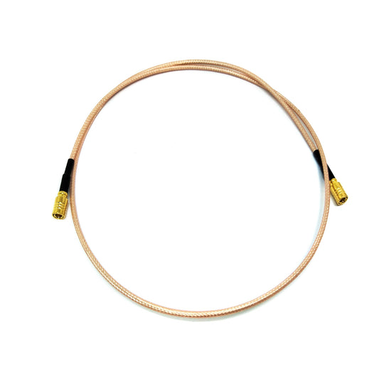 SMB male to SMB male RG316 RF coaxial cable assembly, top view