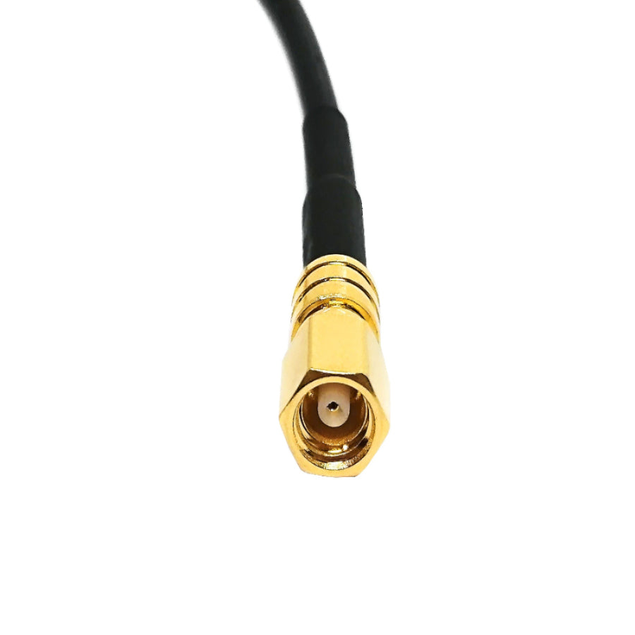 SMC female to SMA female bulkhead RG174 RF coaxial cable assembly, SMA female jack view