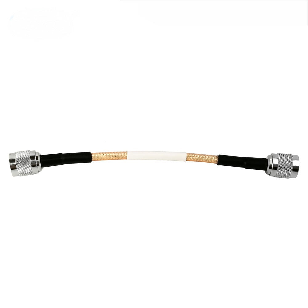 TNC male plug to TNC male plug RG142 RF coaxial cable assembly, front view