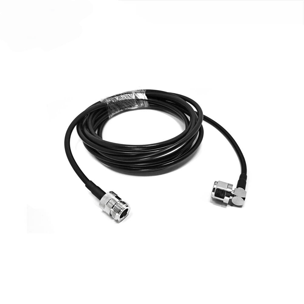 TNC male right angle to N female jack LMR195 coaxial cable assembly, top view