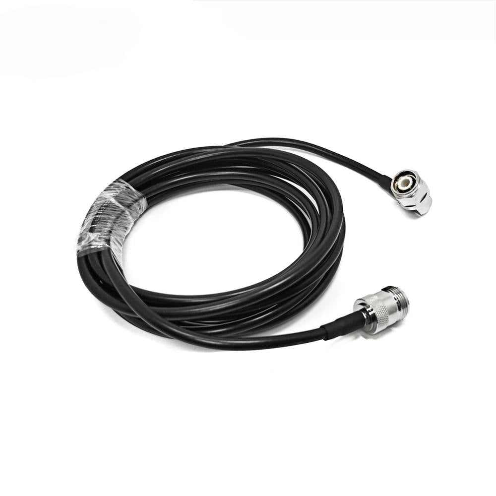 TNC male right angle to N female jack LMR195 coaxial cable assembly, side view