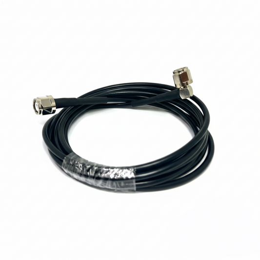 TNC male to TNC male right-angle RG58 RF coaxial cable assembly, top view