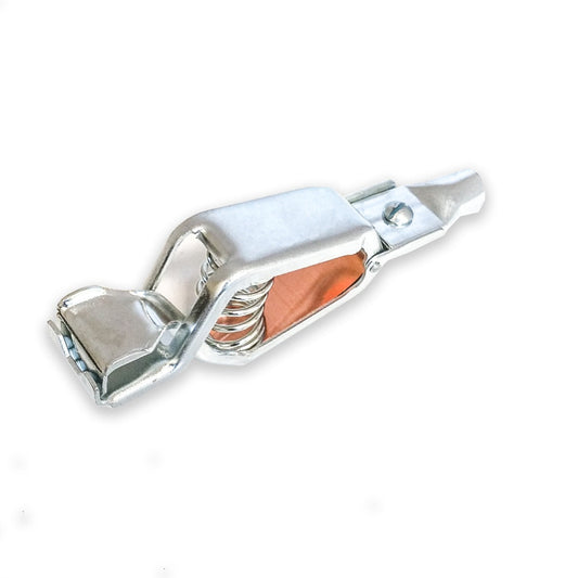 TW-22EQU heavy-duty stainless-steel grounding clip with wire lug, supports up to 0 AWG wire, side view