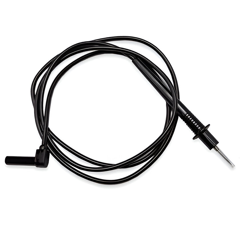 Test probe to right-angle shrouded banana plug rubber wire test lead, model TW2253 Black