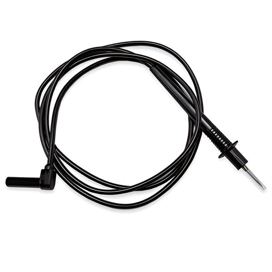 Test probe to right-angle shrouded banana plug rubber wire test lead, model TW2253 Black