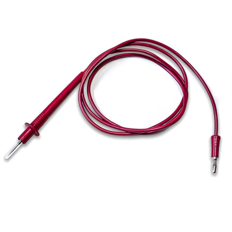 Test probe to unshrouded banana plug rubber wire test lead, Model TW3752 Red