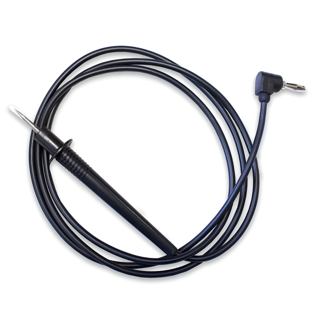 Test probe to right-angle banana plug test lead, Model TW3852 Black