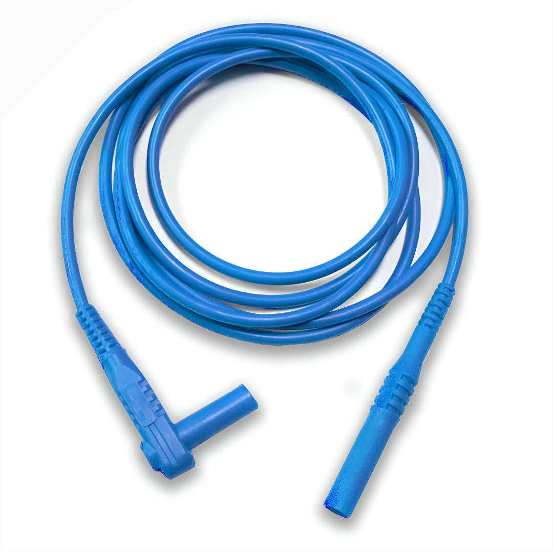 Straight banana plug to right angle banana plug test lead, Model TW7273K, Blue