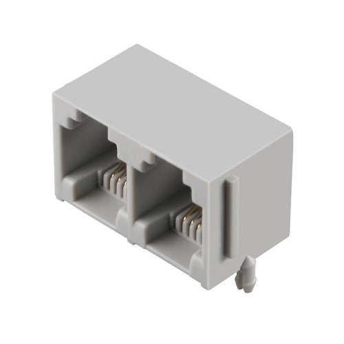 1x2 Low-Profile RJ45 jack connector No transformer tab up - No LEDs - Main View