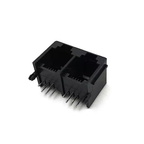1x2 Low-Profile RJ11 jack connector No transformer tab Up - No LEDs - Second View