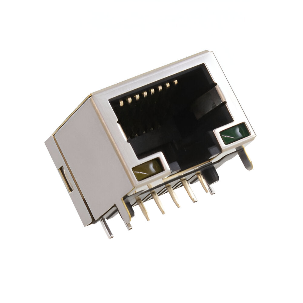 RJ45 jack connector without transformer Tab Down - with Yellow/ Green LEDs - Second View