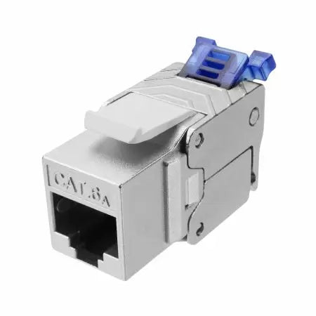 Toolless 180 Degree CAT6A STP Keystone Jack with Cable Clamp & Shutter - TWKS6A-B02-11318 - Main View