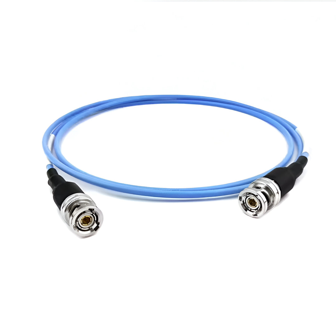 Triaxial BNC male plug to BNC male plug RF coaxial cable assembly TRX316 TRX142, front view