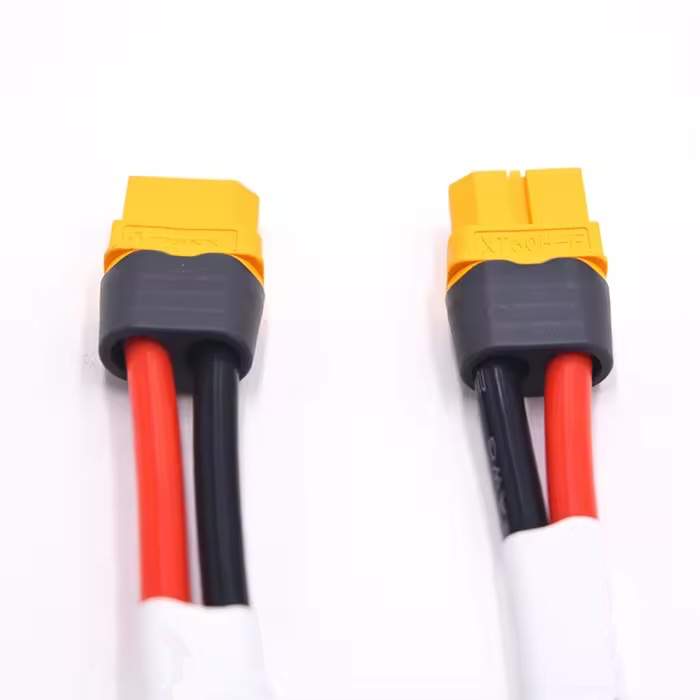 XT60 extension adapter with gold-plated bullet connectors for efficient power transmission in custom assemblies.