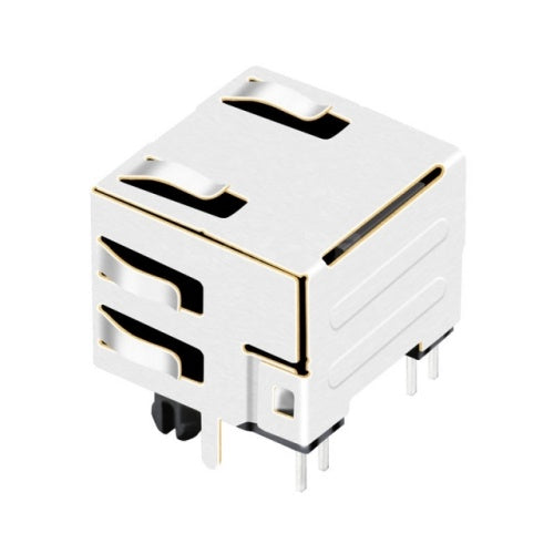 RJ45 jack connector without transformer Tab up - with Green/ Yellow - Third View