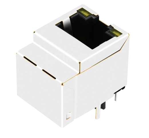 TWDK5829B89NL, 1000 Base Gigabit Vertical RJ45 Jack with Transformer Tab Up with Orange/ Green Led - back view