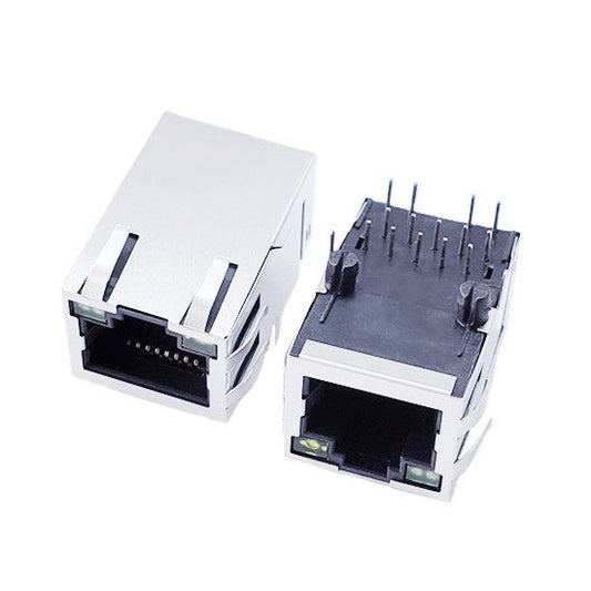 TW28477AWNL, 1000 Base Gigabit Ethernet RJ45 MagJack Tab Up with Green/ Green Led - TeleWire Technology