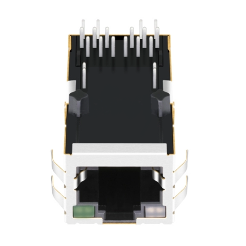 TW1K0105A0NL, 10G Base RJ45 MagJack Tab Up with PoE+ with Green&Yellow/ Green Led - front view