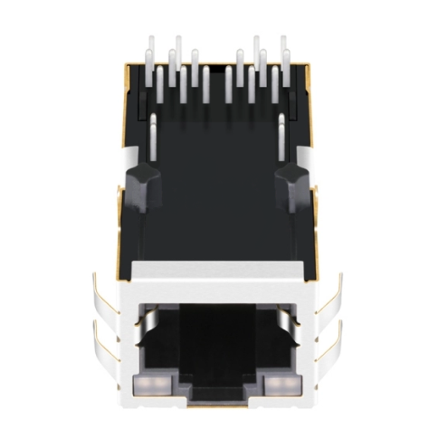 TWQ0194A58NL, 5G Base Ethernet RJ45 MagJack Tab Up with PoE+ with Yellow&Green/ Yellow&Green Led - front view