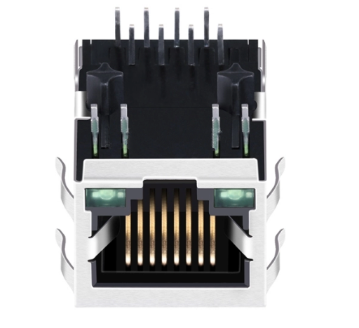 TW5123GFNL, 10/100 Base Ethernet RJ45 with Transformer Tab Down with Green/Green Led - TeleWire Technology
