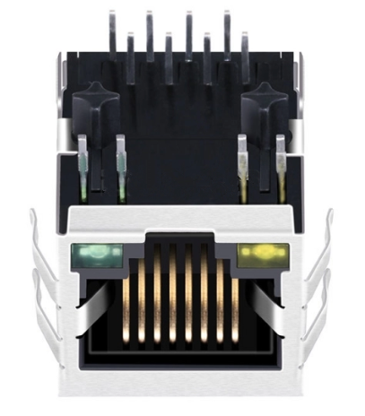 RJ45 Modular Jack Connector with Transformer Tab Down - TWE271GDNL - Second View