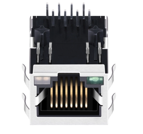 TW1122G38NL, 10/100 Base RJ45 with Transformer Tab Down Green/ Orange&Green Led - TeleWire Technology