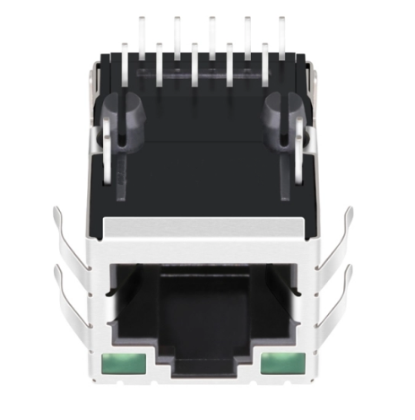 TW27568AFNL, 1000 Base Gigabit RJ45 MagJack Tab Up with Green/ Green Led - TeleWire Technology