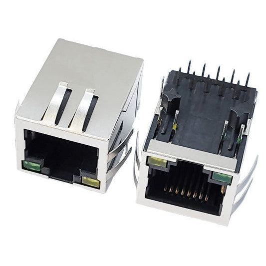 TWQ16519GENL, 5G Base Industrial RJ45 with Transformer Tab Down with Green/ Yellow Led - TeleWire Technology