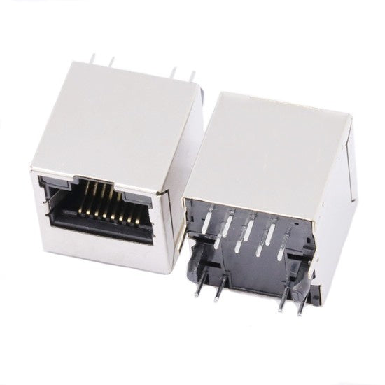 TWD5123B58NL, 10/100 Base Vertical RJ45 Modular Jack  with Transformer Tab Up with Green&Yellow/ Green&Yellow Led - side view