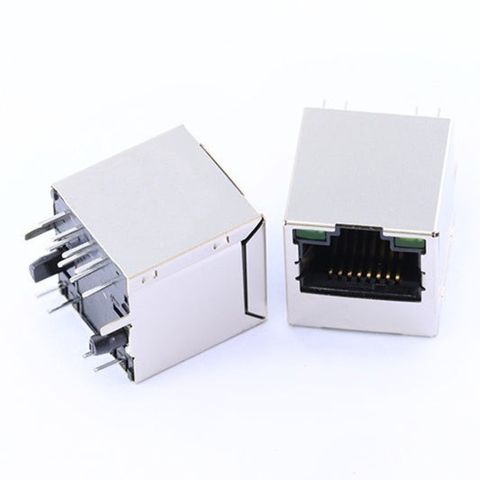 TWD163BFNL, 10/100 Base Vertical RJ45 with Transformer with PoE Tab Up with Green/Green Led - TeleWire Technology