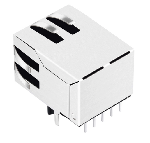 TW27510AENL, 1000 Base Gigabit Ethernet RJ45 MagJack Tab Up with Green/Yellow Led - TeleWire Technology