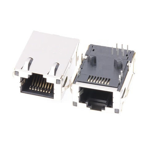 TWL8112AONL, 100 Base Low-Profile RJ45 Jack with Transformer Tab Up with Orange&Green/ Yellow Led - side view