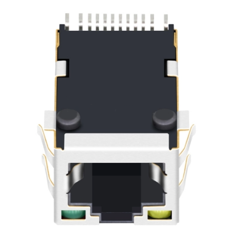 TW20673AGNL, 1000 Base SMT Ethernet RJ45 with Transformer Tab Up with Yellow/ Green Led - TeleWire Technology