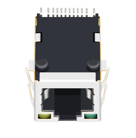 TW4105ABNL, 10/100 Base SMT RJ45 with Transformer Tab Up with Green/ Yellow Led - TeleWire Technology