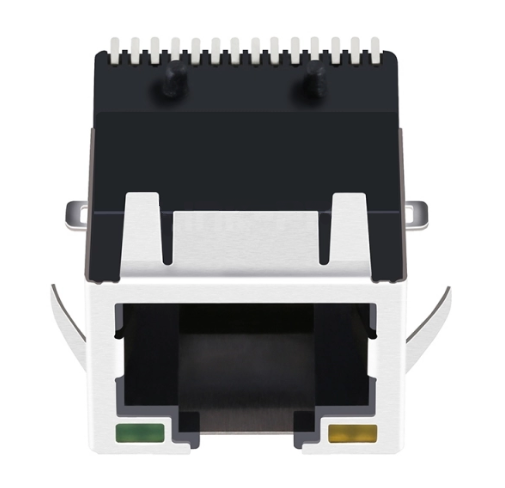 TW20016AGNL, 10/100 Base SMT RJ45 with Transformer with PoE Tab Up with Yellow/ Green Led - TeleWire Technology